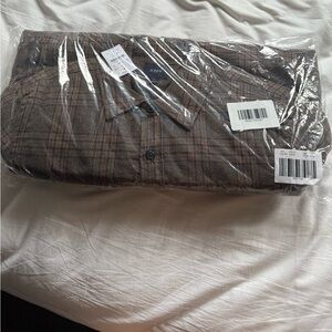 J.Crew Glen Plaid Brown Cotton Flannel Jacket With Polyester Quilted Lining